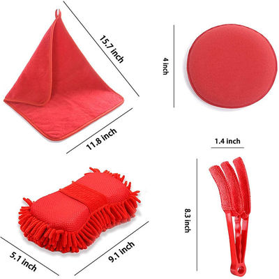 17pcs Red Drill Soft Brushes Set Car Detailing Brush Voor Auto Wielband Wassen
