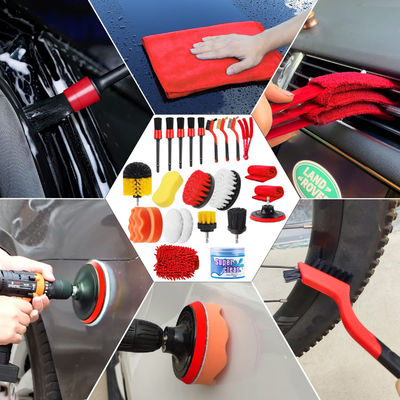 Autoreinigingsgereedschappen Set 24 Pcs Auto Detail Brush Waxing Sponge Wassen Interieur Exterieur