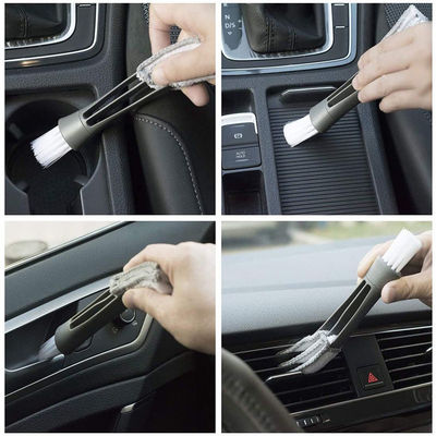 3pcs Blauwe zachte stofzuiger auto detailborstel Microfibre legering wielenborstel met lang handvat