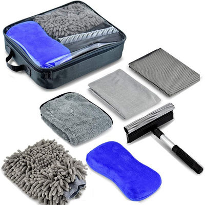 Auto Wassen Microfiber Stof Soft Bristel Detail Brush Set 7pcs