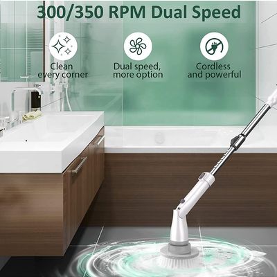 Batterij aangedreven elektrische spin scrubber reinigingsborstel 2500mAh
