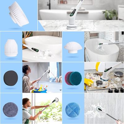 Vervangbare draaibare badkamer Spin Brush Cleaner Scrubber 8 koppen