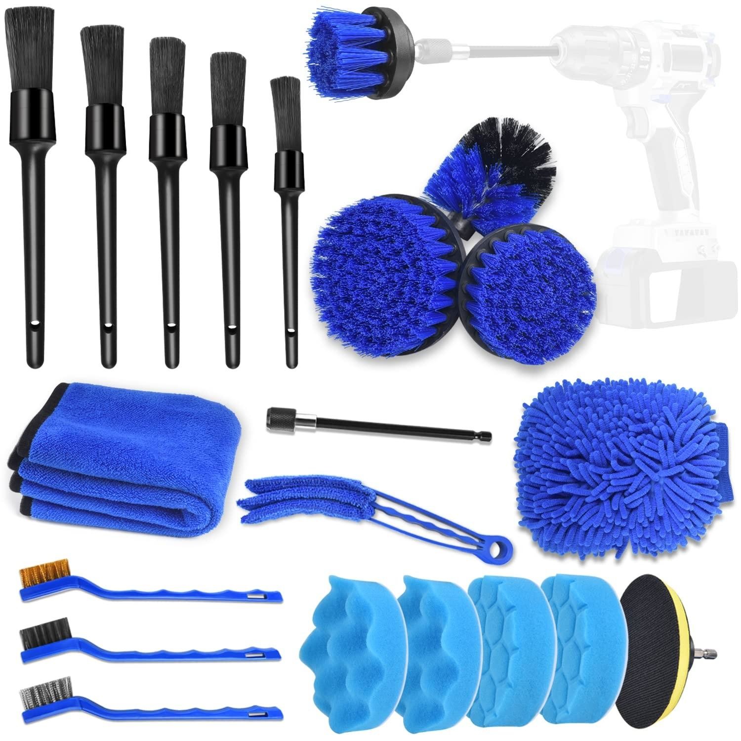 21 stuks Autoreinigingsgereedschappen Kit Polijst Sponsen Pads Voor Wielen Dashboard Interieur