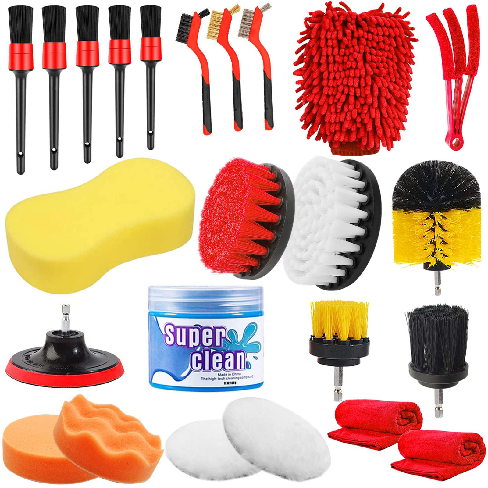 24 stuks Autodetaillerende borstel wasspons wassen interieur exterieur