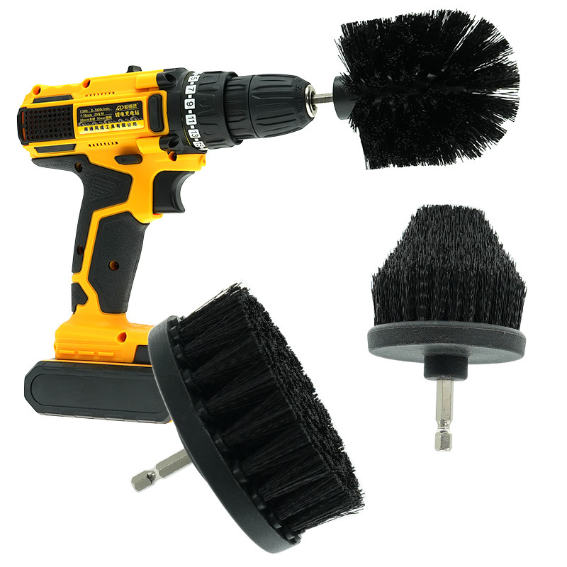 3 stuks zwarte auto schoonmaak giet boor borstel borstel gereedschap 4 inch