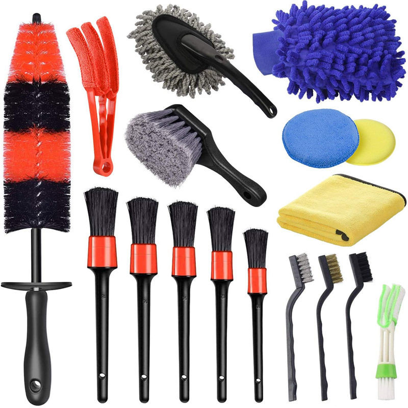 Vervaardiging Groothandel Auto Detail Reinigingsgereedschappen 17pcs Autoburst Voor Auto Wiel Interieur