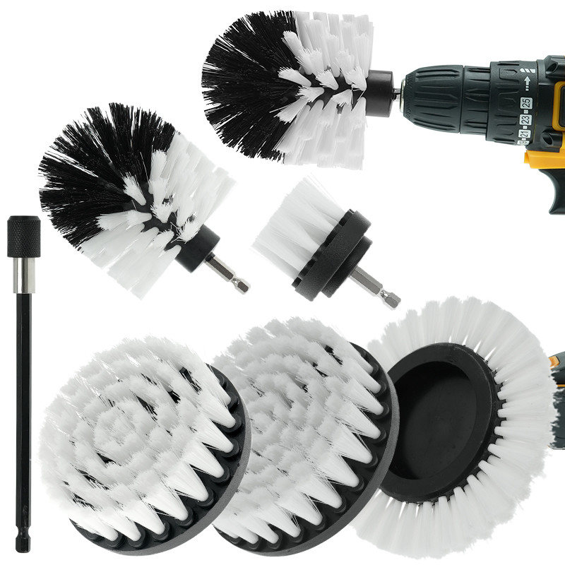 7pcs Power Scrubber Aanhangsels Boorborstel Set met verlengstok Voor huishoudelijk schoonmaken