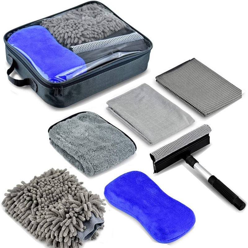 Auto Wassen Microfiber Stof Soft Bristel Detail Brush Set 7pcs