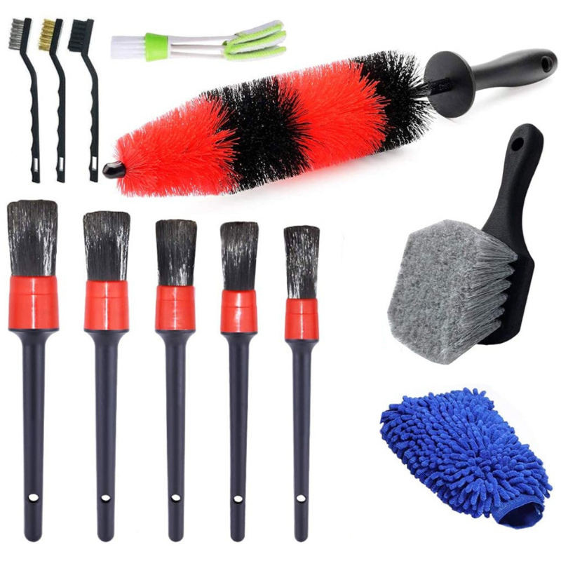 12PCS Auto Car Detail Brush Vent Cleaner Tool Kit voor banden Dashboard Interieur Exterior
