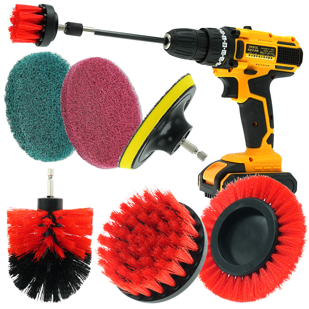 Draadloze boorborstel bevestiging elektrische scrubber 8pcs kit