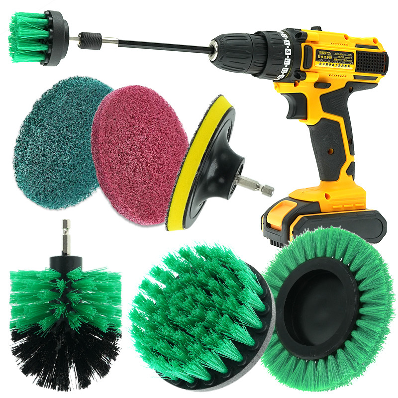 Floor Power Filament Drill Brush Attachment Wheel Cleaner Scrubber Set