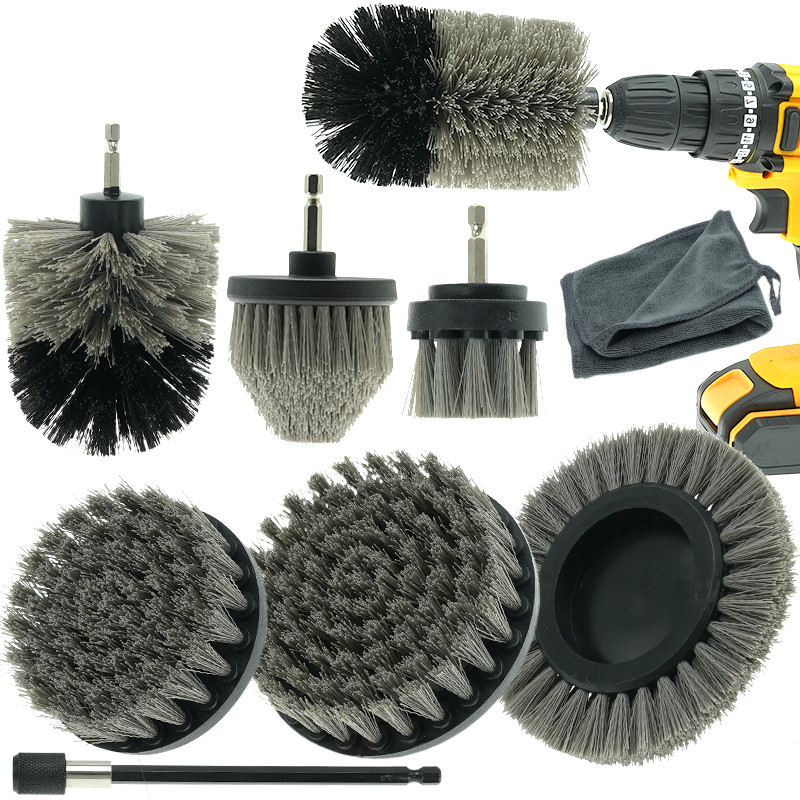 Grijze borrel borstel verlenging scrubber draadloos 9PC Custom