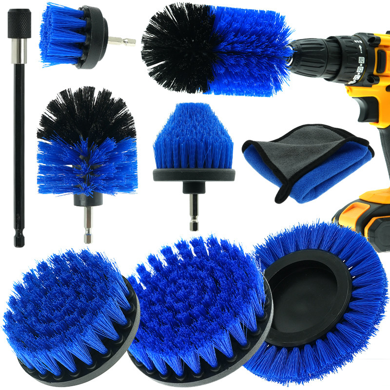 9PC Blauwe grondborstel boorboor Aanhechting spons Autowiel Detail