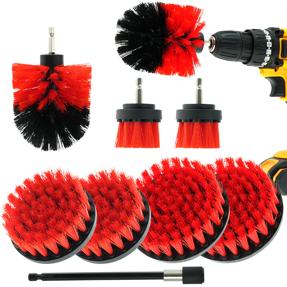 9PCS Red Grout Cleaner Drill Attachment Scrubber voor het reinigen van de rand