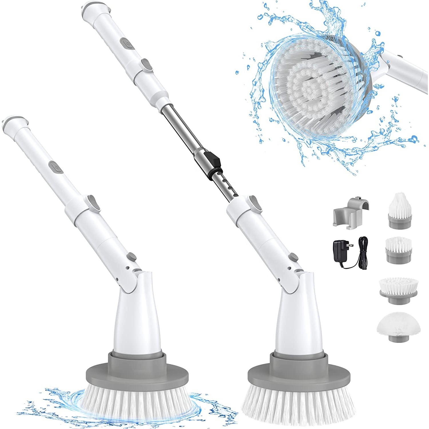 Batterij aangedreven elektrische spin scrubber reinigingsborstel 2500mAh