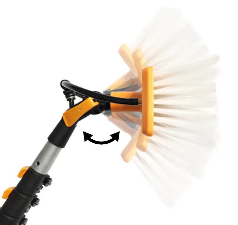 Zonne-reinigingsborstel voor dak met waterpomp / kraan voor tweeledig gebruik