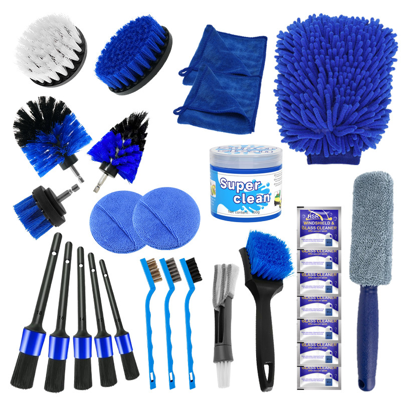 29 stuks Custom Logo Car Detailing Brush Set met ergonomisch ontwerp