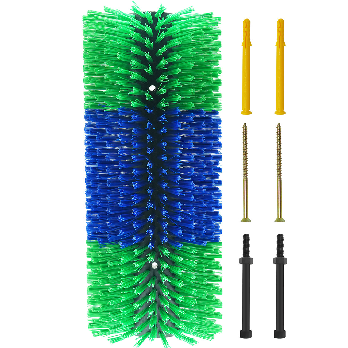 Groen en blauw koeienborstel met slijtvast nylonmateriaal voor het reinigen van koeienvacht