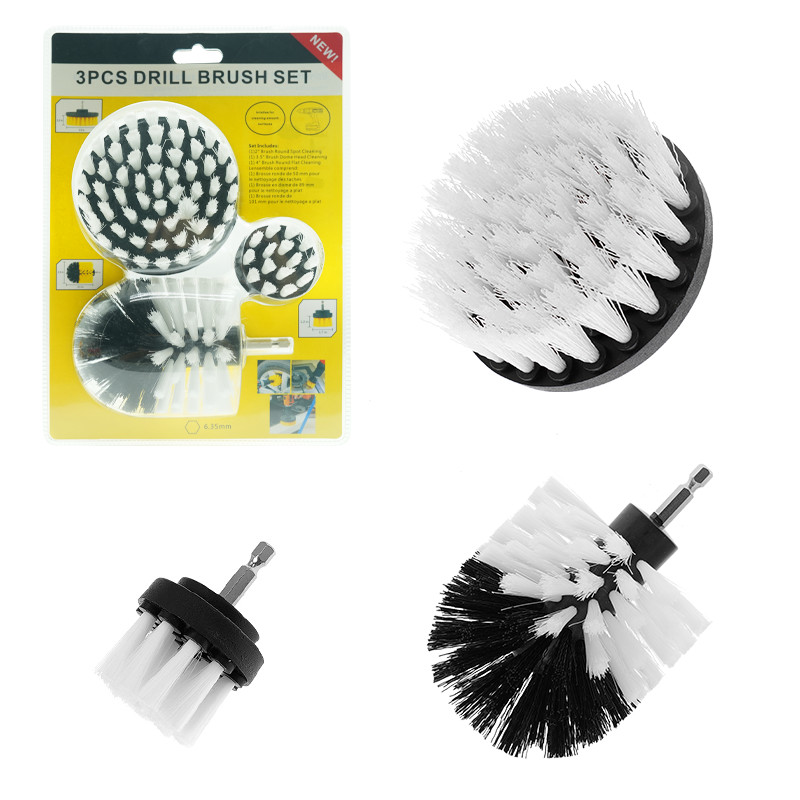 Witte kleur borstel scrubber boorkracht bevestigingen met zachte borstel