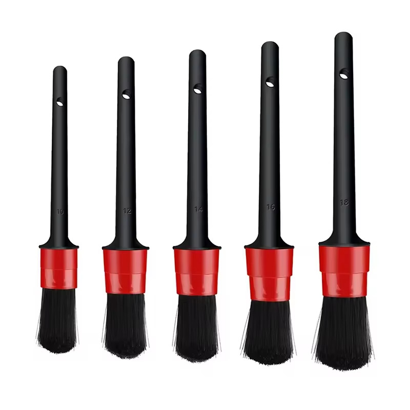 5pcs Pp Detail Borstel Met Rood En Zwart Kleur Voor Professionele Auto Detailering
